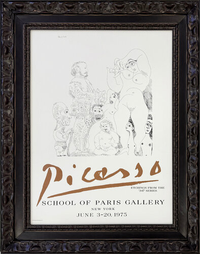 Etchings From The 347 Series - School of Paris Gallery (rare framed poster) van Pablo Picasso, Afdruk te koop op Singulart