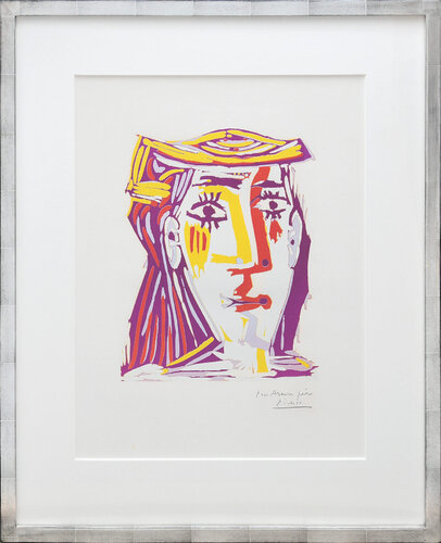 Femme au Chapeau (Portrait de Jacqueline au chapeau de paille multicolore) by Pablo Picasso, Print for Sale on Singulart