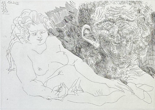 VIEUX PEINTRE ET VIEUX MODELE par Pablo Picasso, Édition en vente sur Singulart