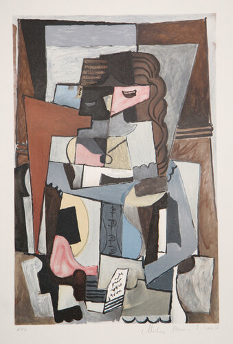 Femme au Corset Tesant un Livre by Pablo Picasso, 인쇄 for Sale on Singulart
