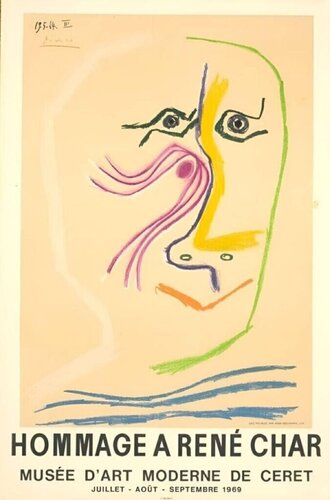 Hommage a Rene Char by Pablo Picasso 1969 litho by Moulot Imprimerie di Pablo Picasso, Stampa in vendita su Singulart