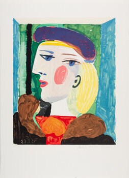 パブロ・ピカソ、「FEMME AU CHALE ROUGE」、海外版超希少レゾネ パブロ・ピカソ、「FEMME AU CHALE ROUGE」、海外版超希少レゾネ