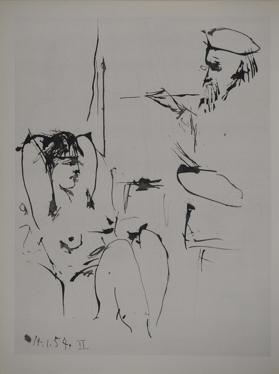 Comédie Humaine, Modèle sur une chaise longue, Héliogravure Pablo Picasso