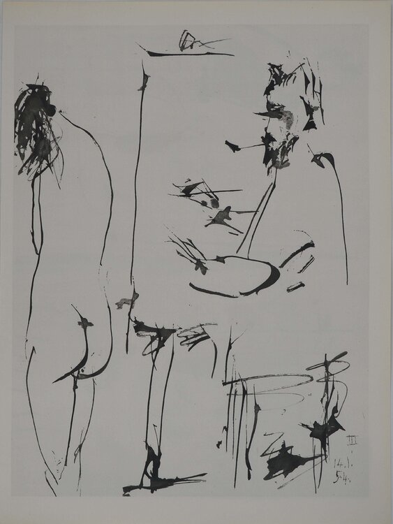 Comédie Humaine, Esquisse d'une scène d'atelier, Héliogravure Pablo Picasso