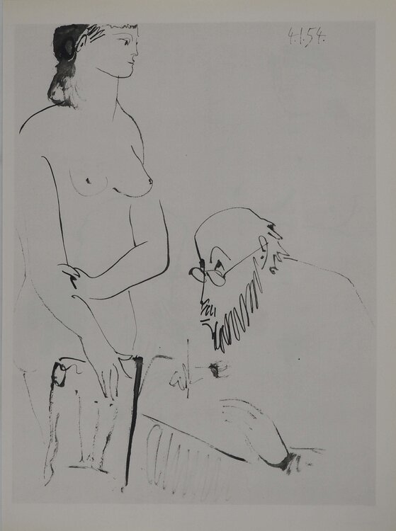 Comédie Humaine, Nu sensuel avec une chaise, Héliogravure Pablo Picasso