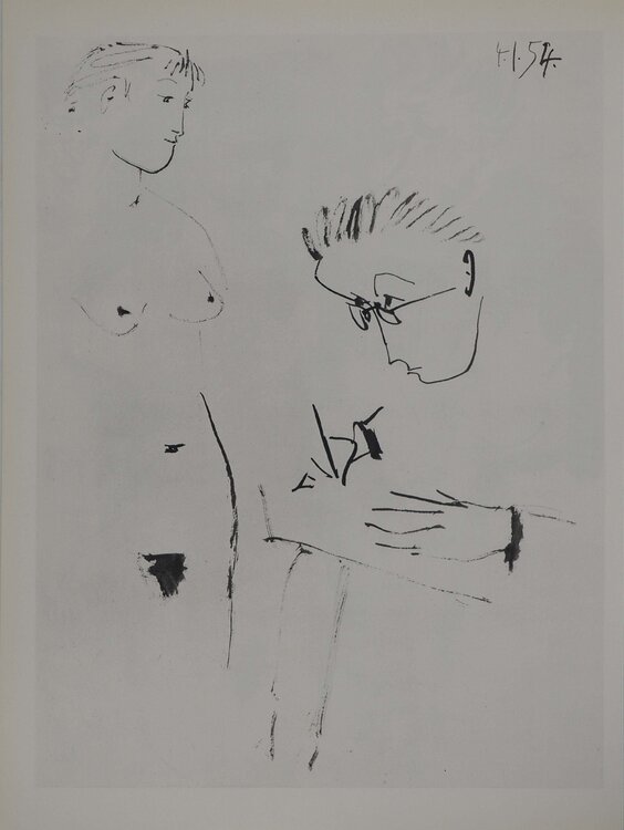 Comédie Humaine, Les premières esquisses d'un nu, Héliogravure Pablo Picasso