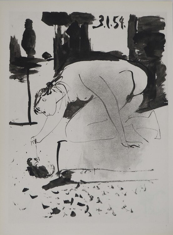 Comédie Humaine, La muse distraite dans l'atelier, Héliogravure Pablo Picasso
