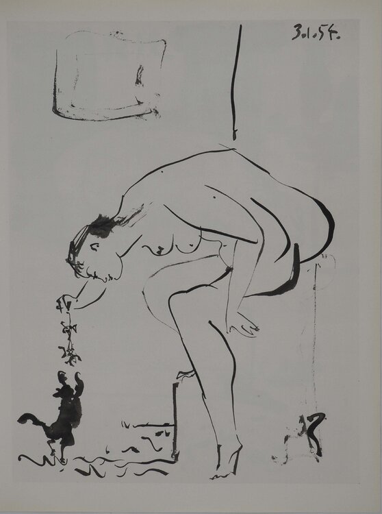 Comédie Humaine, Nu avec le petit chat, Héliogravure Pablo Picasso