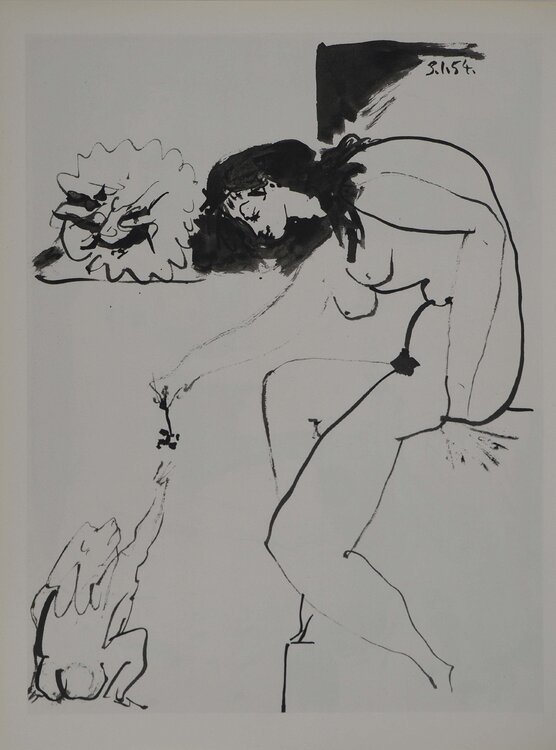 Comédie Humaine, La femme nue au petit singe, Héliogravure Pablo Picasso