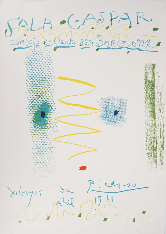 Visage abstrait (Sala Gaspar 1961) , Affiche en lithographie originale signée Pablo Picasso