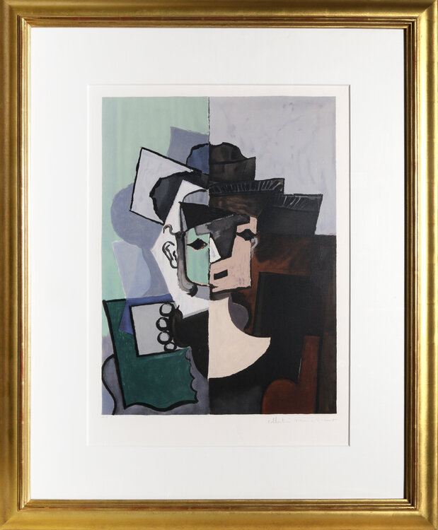 Portrait de Face sur Fond Rose et Vert Pablo Picasso