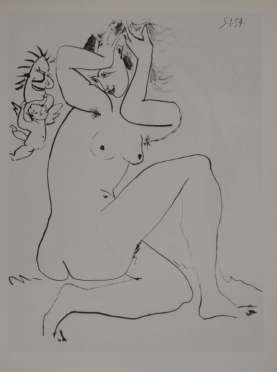 Comédie Humaine, L'ange démasqué et la jeune femme, Héliogravure Pablo Picasso