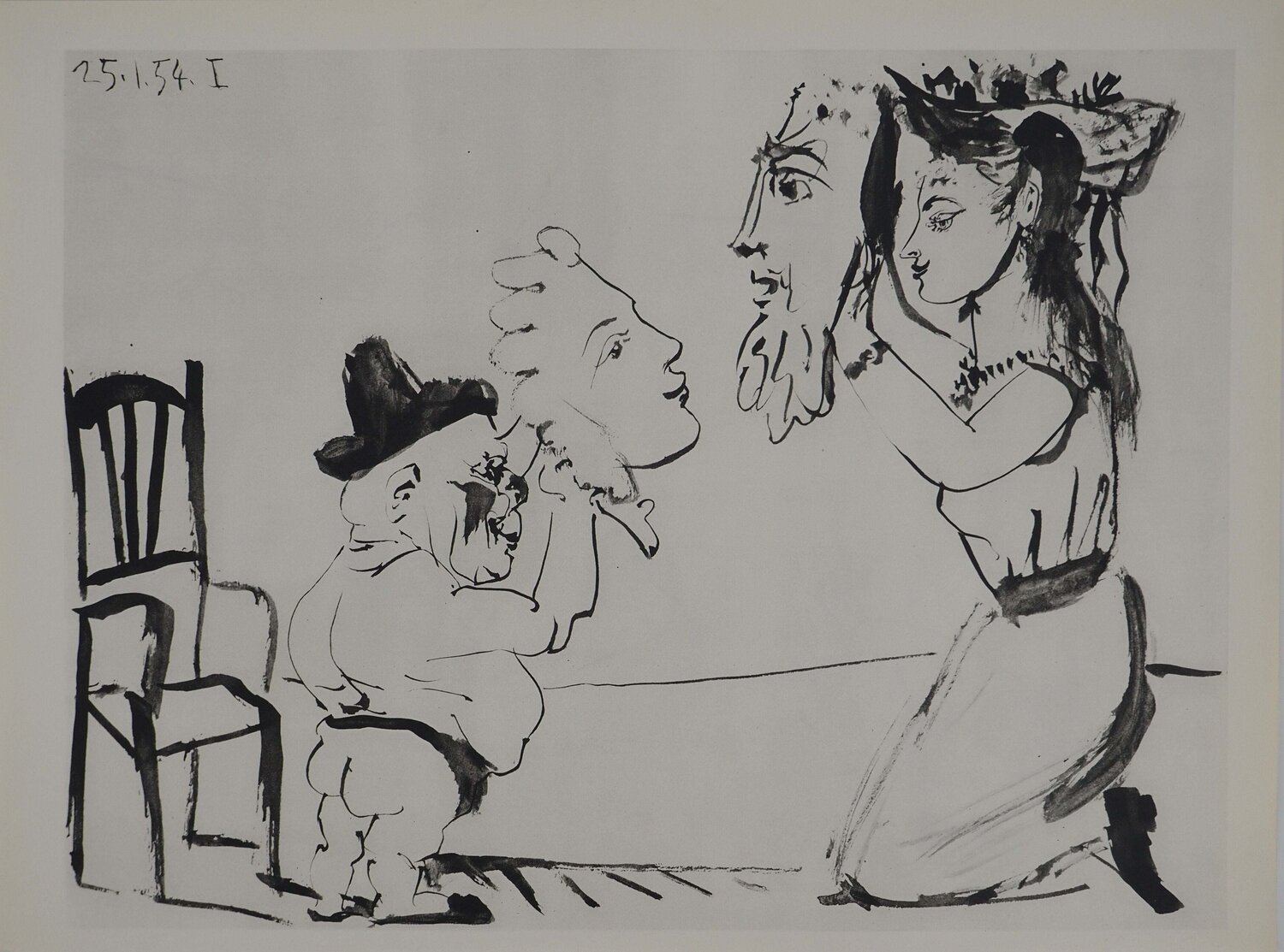 Comédie Humaine, Scène de cirque avec le petit homme, Héliogravure Pablo Picasso Druck zu verkaufen