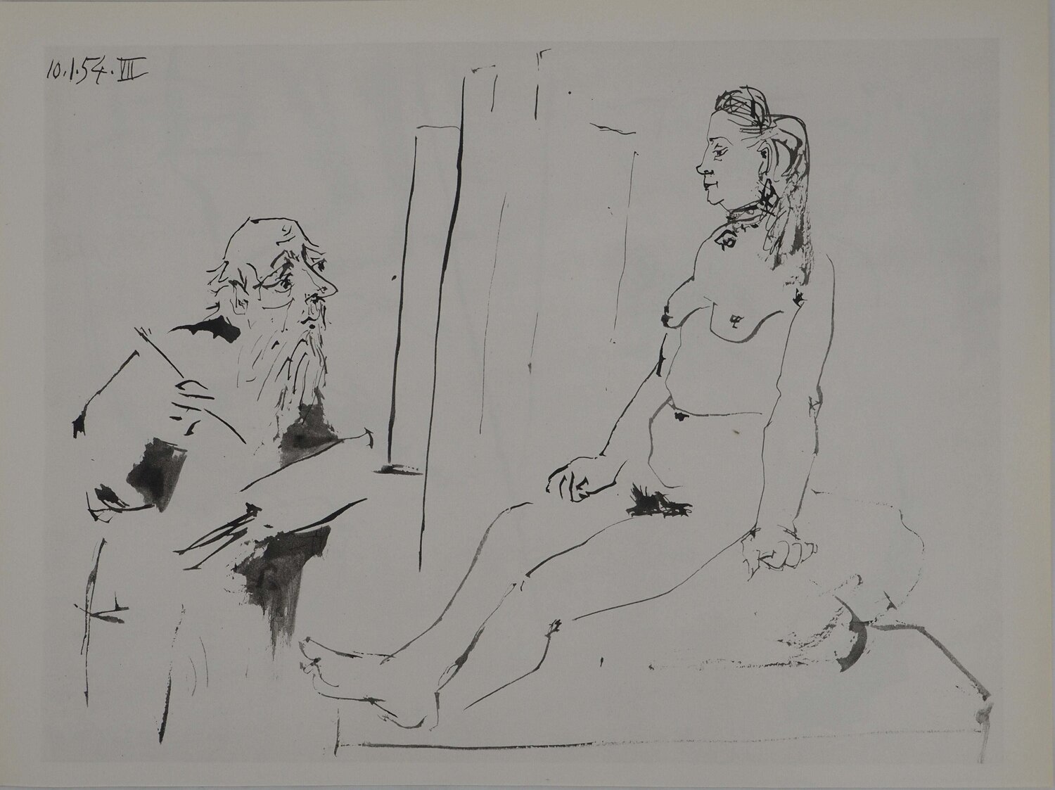 Comédie Humaine, Portrait nu au collier par l'artiste, Héliogravure Pablo Picasso Afdruk te koop