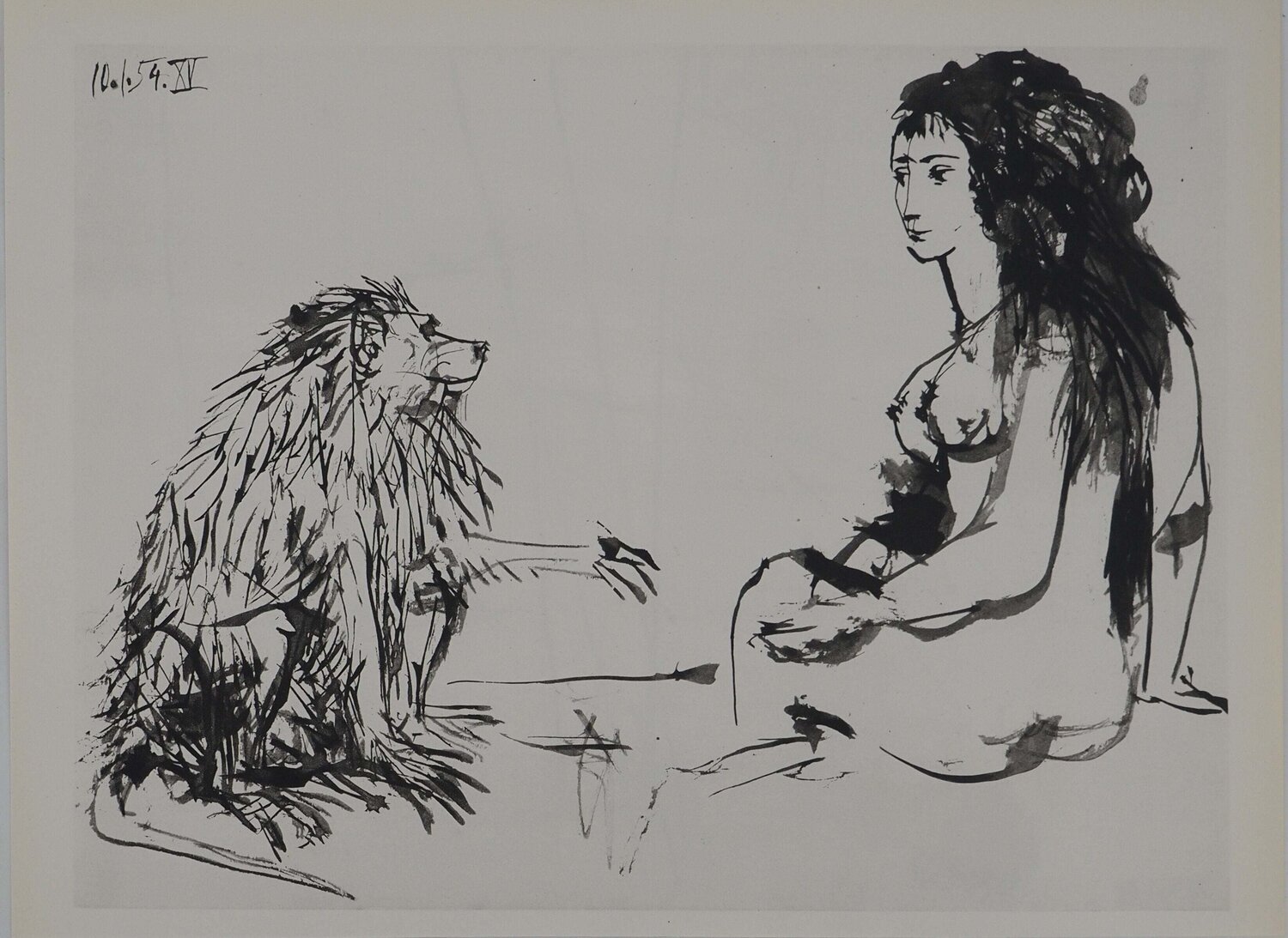 Comédie Humaine, Le singe s'approchant de la femme, Héliogravure Pablo Picasso Édition à vendre