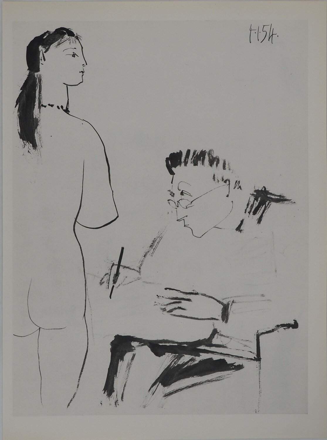 Comédie Humaine, Muse posant de dos pour un dessin, Héliogravure Pablo Picasso Print for sale