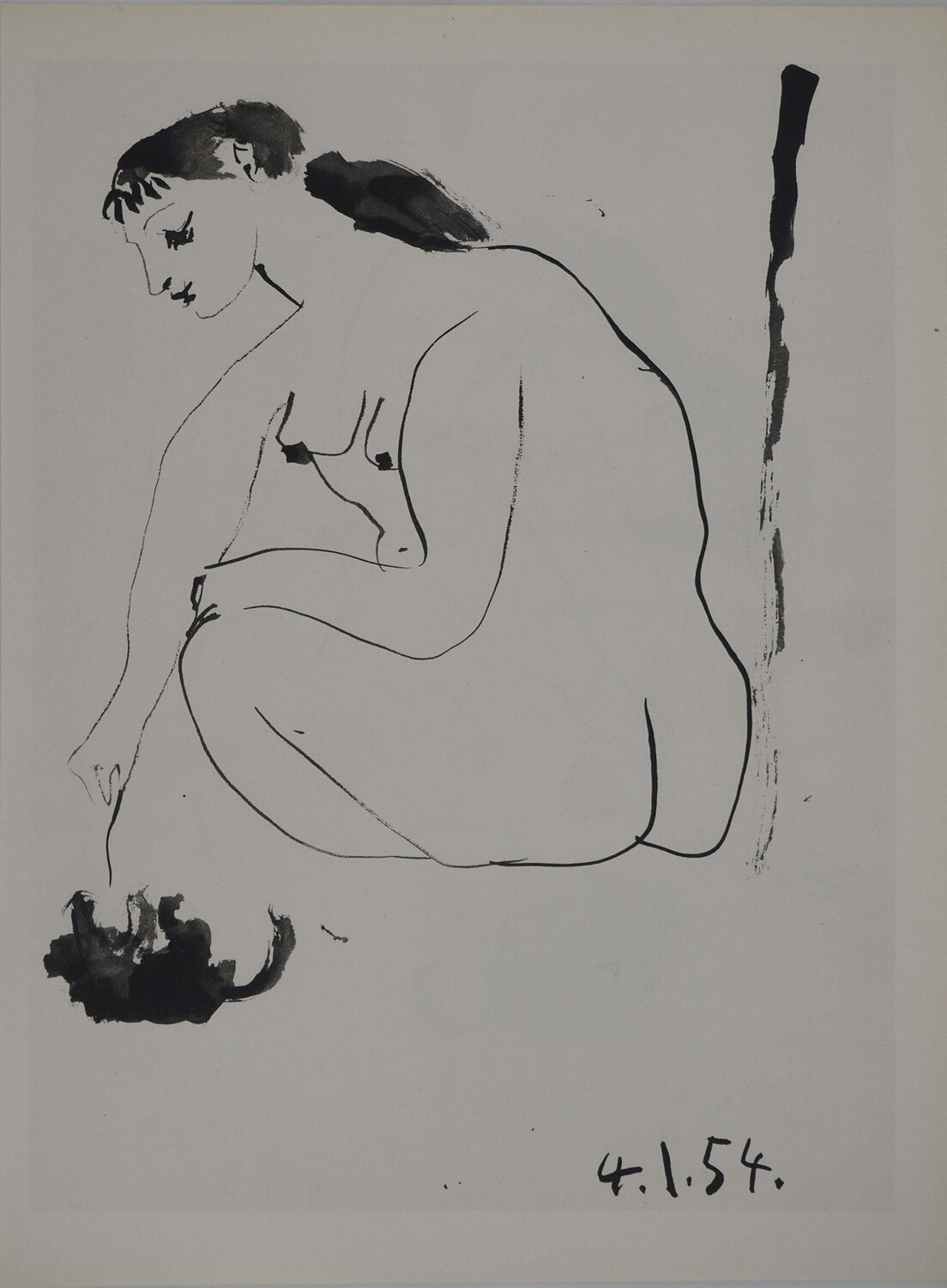 Comédie Humaine, Nu de dos et chaton noire, Héliogravure Pablo Picasso Print for sale