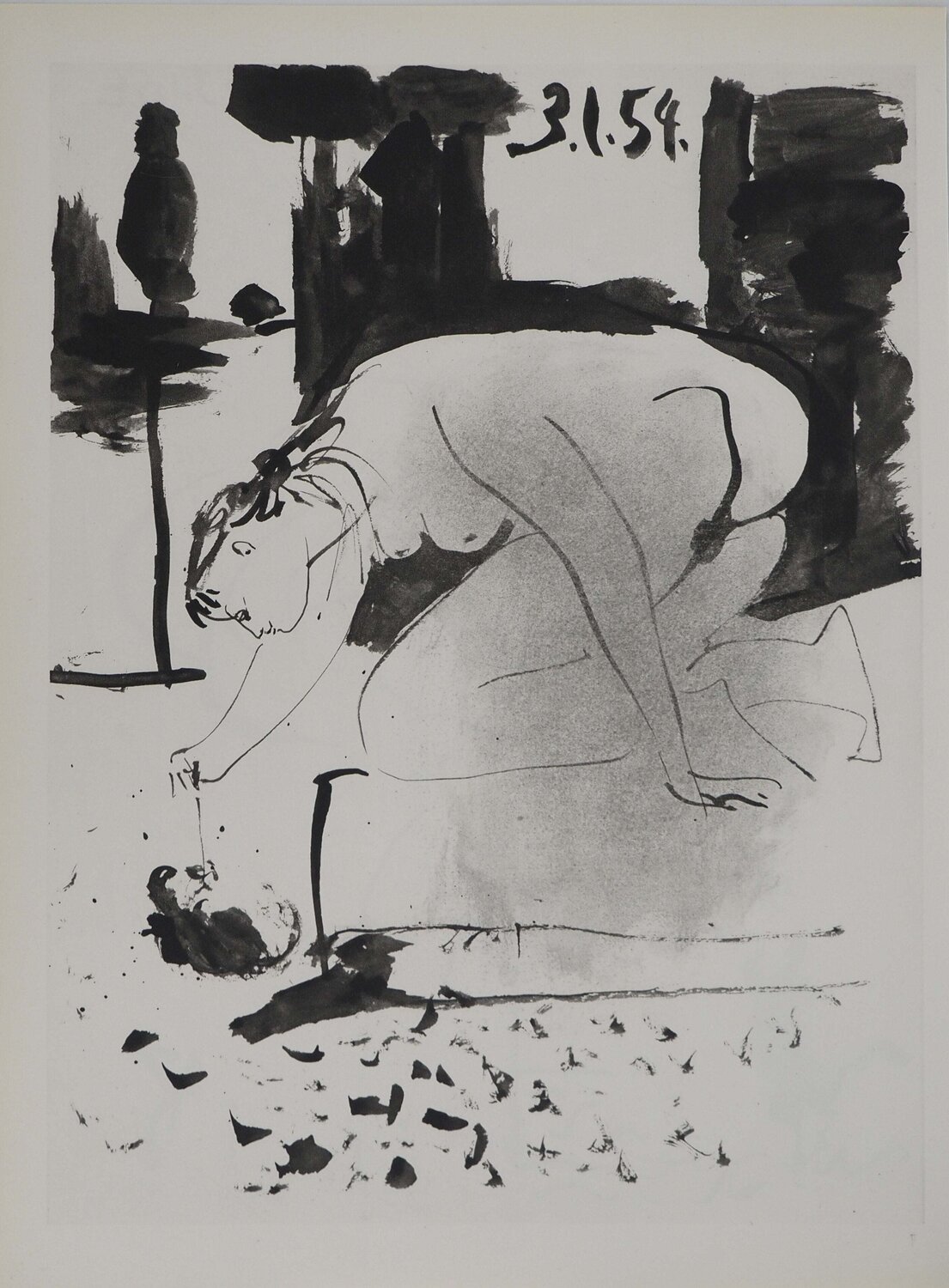 Comédie Humaine, La muse distraite dans l'atelier, Héliogravure Pablo Picasso Print for sale