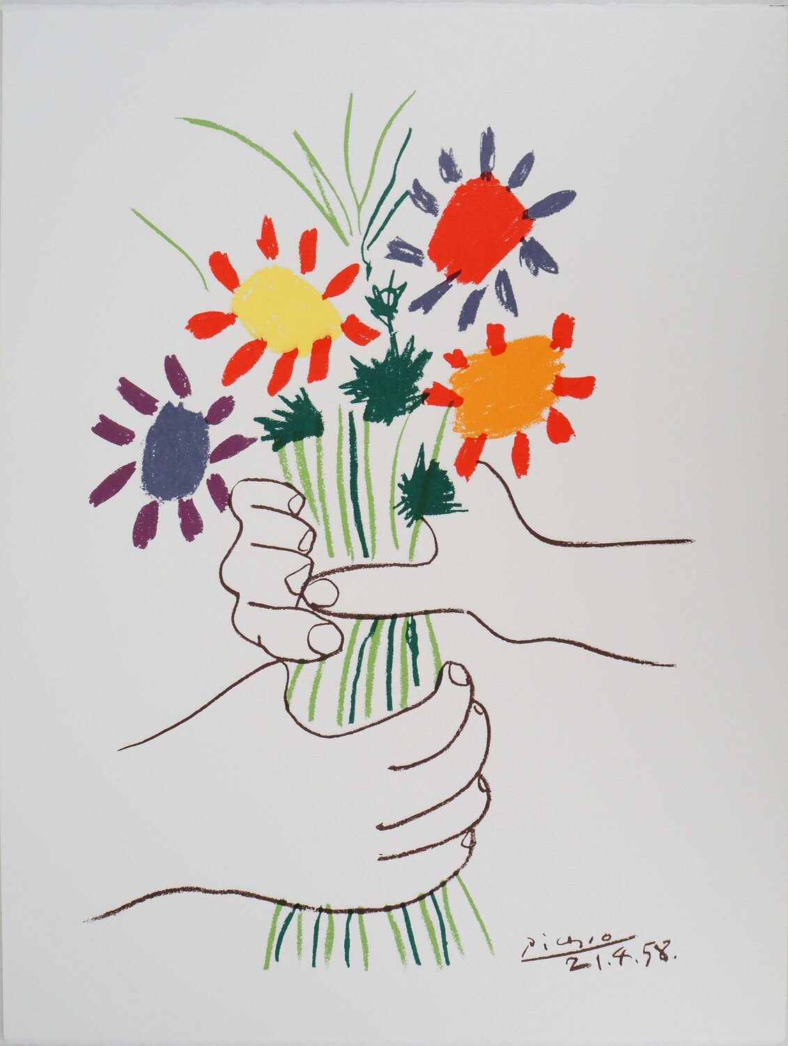 Le bouquet de la Paix, Lithographie signée Pablo Picasso Stampa in vendita