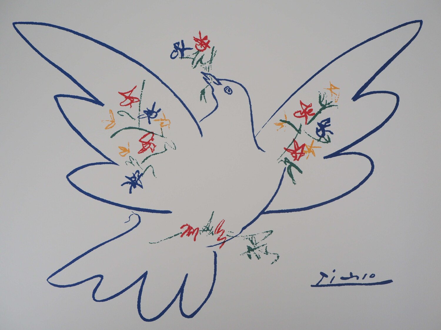 Colombe aux rameaux de fleurs Pablo Picasso Stampa in vendita