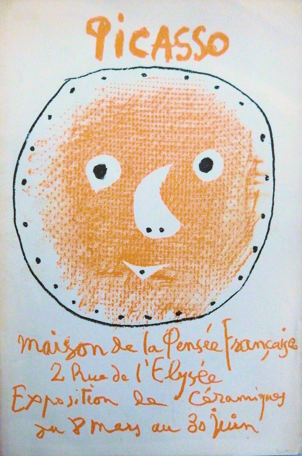 Madoura, Visage céramique, Lithographie originale signée Pablo Picasso Impresión en venta