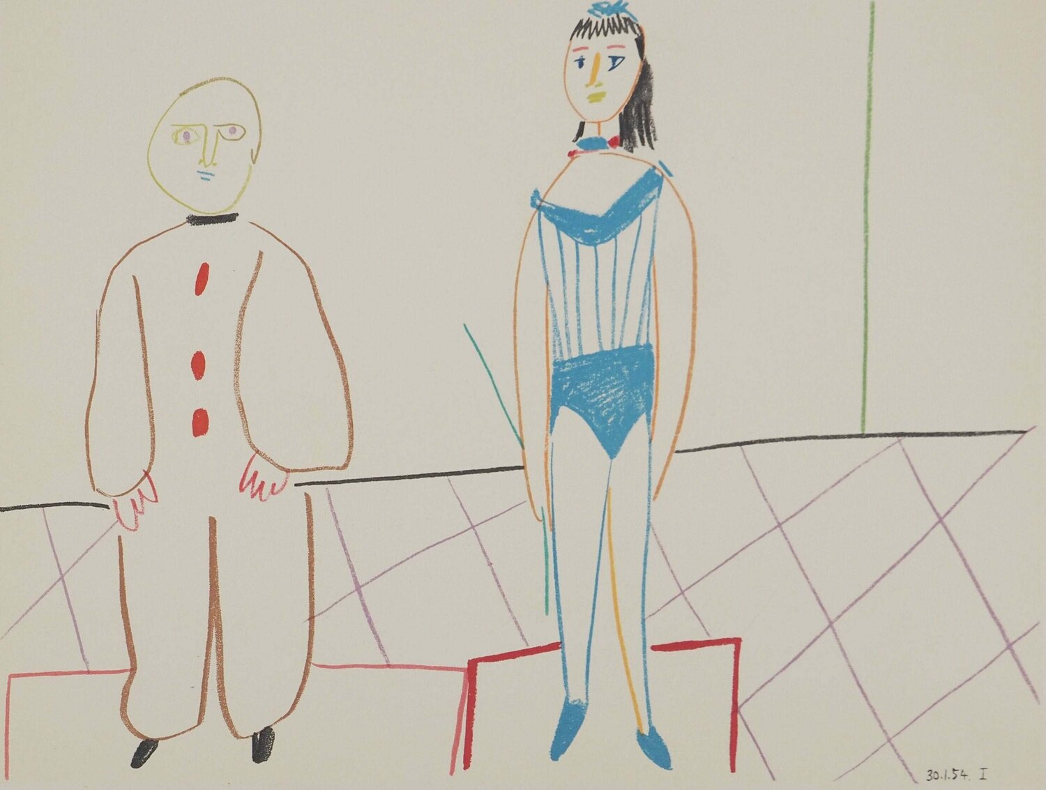 Le clown et son assistante Pablo Picasso Stampa in vendita