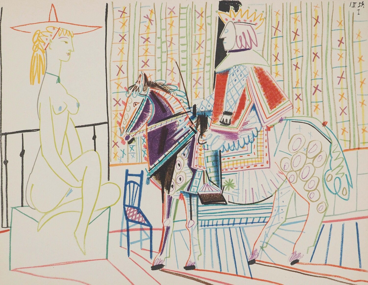 Le roi et la courtisane, Lithographie Pablo Picasso Édition à vendre