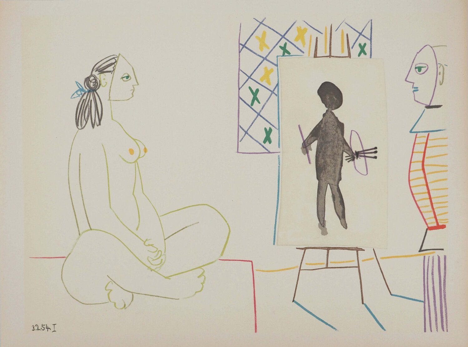 Le peintre costumé et son modèle Pablo Picasso Stampa in vendita
