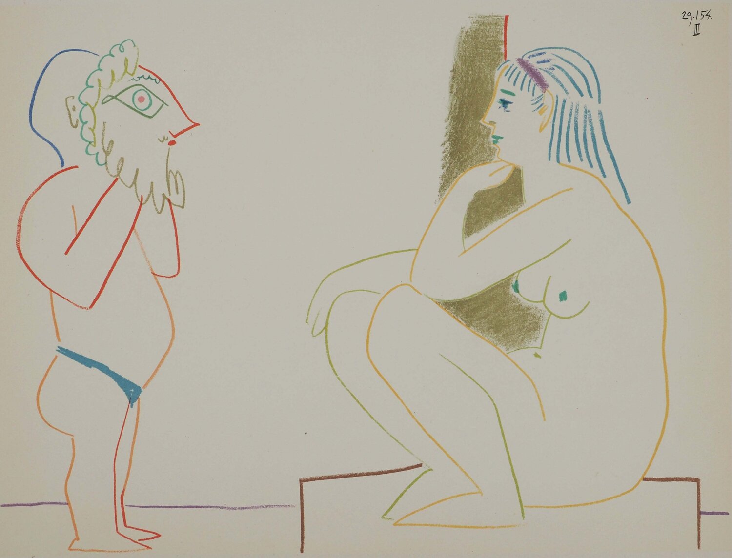 Homme au masque et nu assis Pablo Picasso Druck zu verkaufen