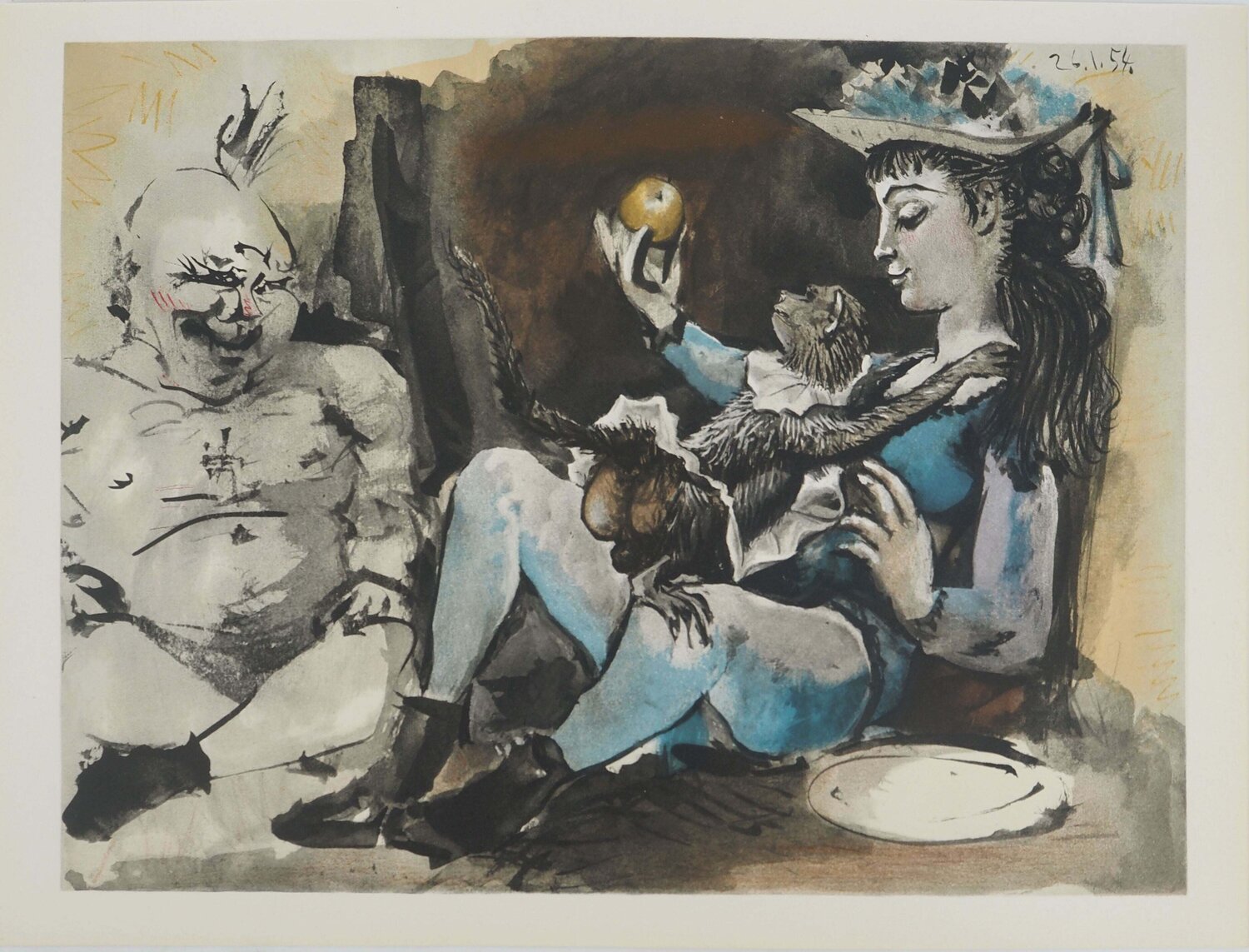 La femme au singe, Lithographie Pablo Picasso Afdruk te koop