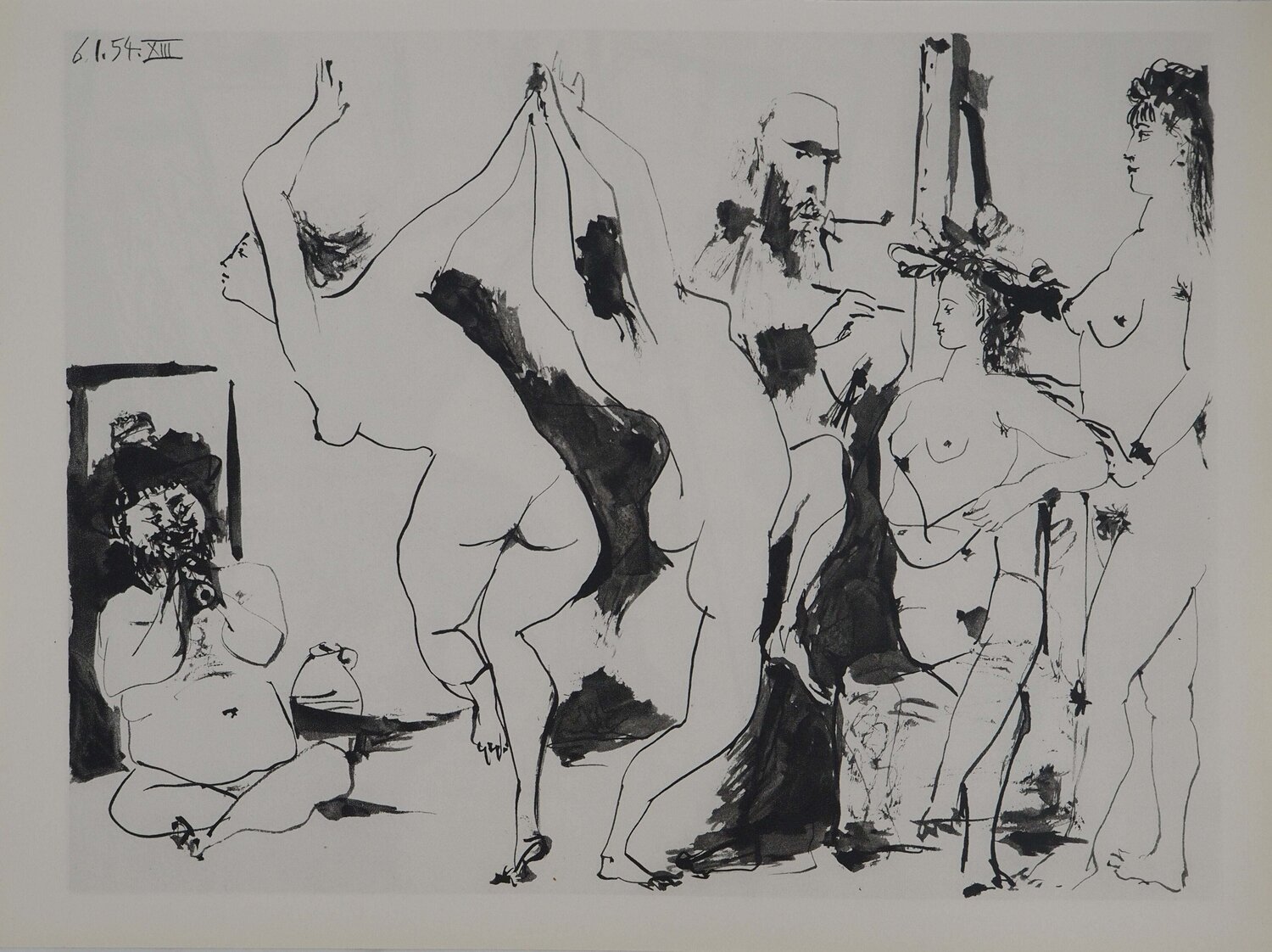 Comédie Humaine, Fête dans l'atelier du peintre, Héliogravure Pablo Picasso Édition à vendre