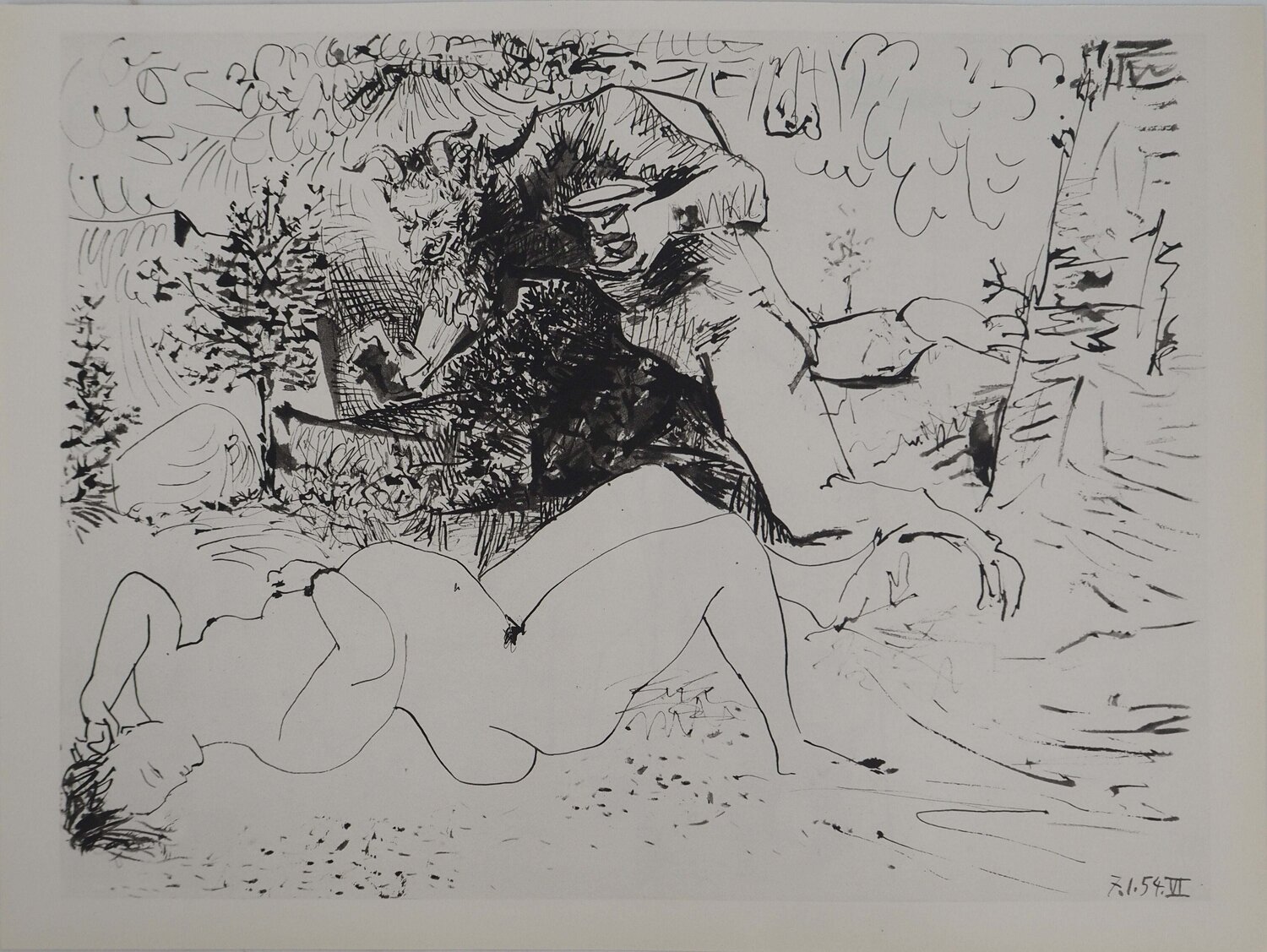 Comédie Humaine, La visite du satyre, Héliogravure Pablo Picasso Druck zu verkaufen
