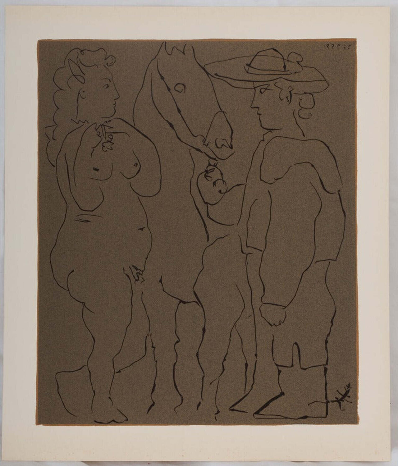 Amoureux et cheval, Linogravure (1962) Pablo Picasso Édition à vendre