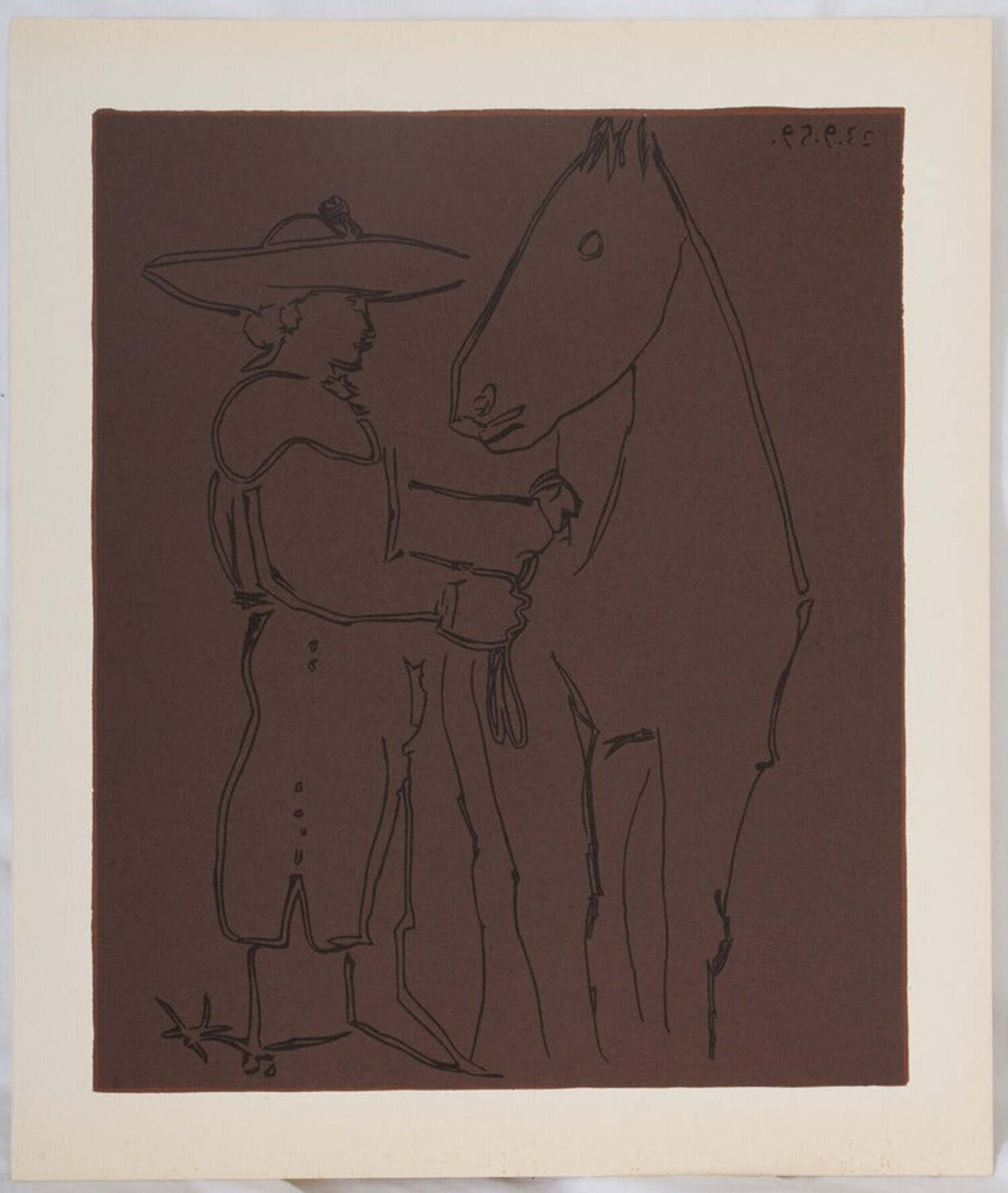 Picador et cheval, Linogravure (1962) Pablo Picasso Print for sale