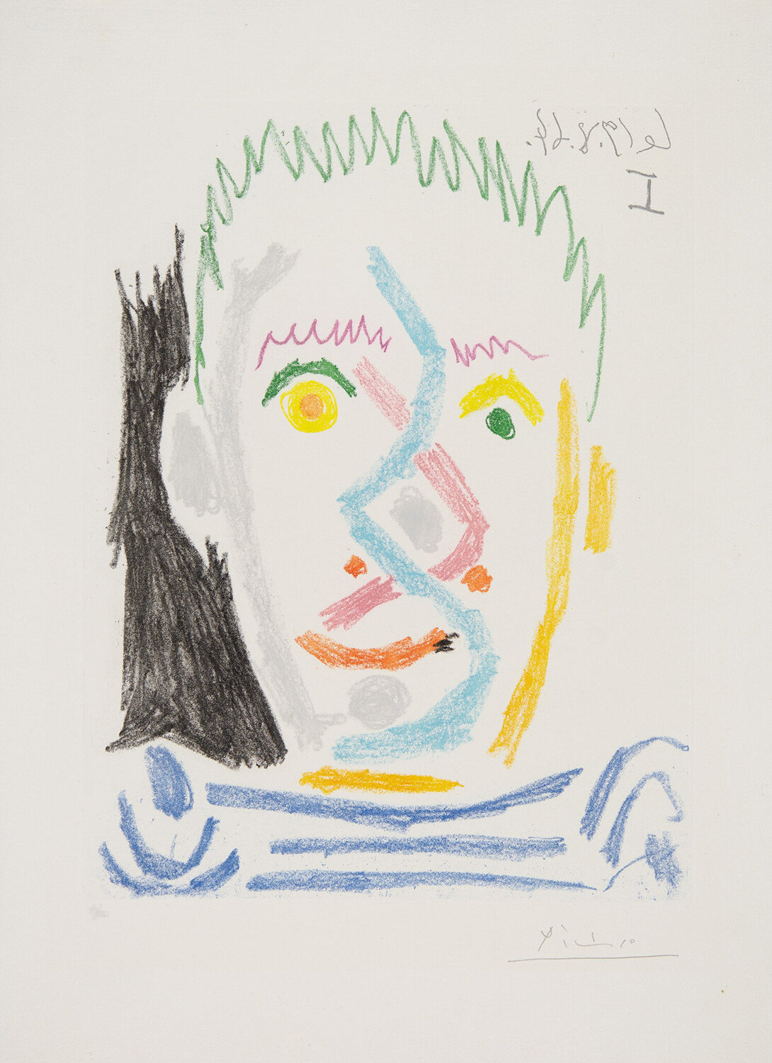 Head of Man in Striped Jersey Pablo Picasso Stampa in vendita