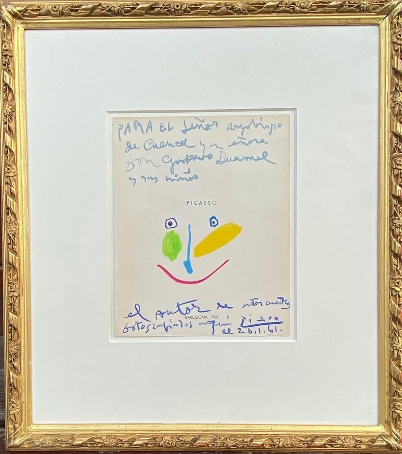 Tête colorée Pablo Picasso Opera su carta in vendita