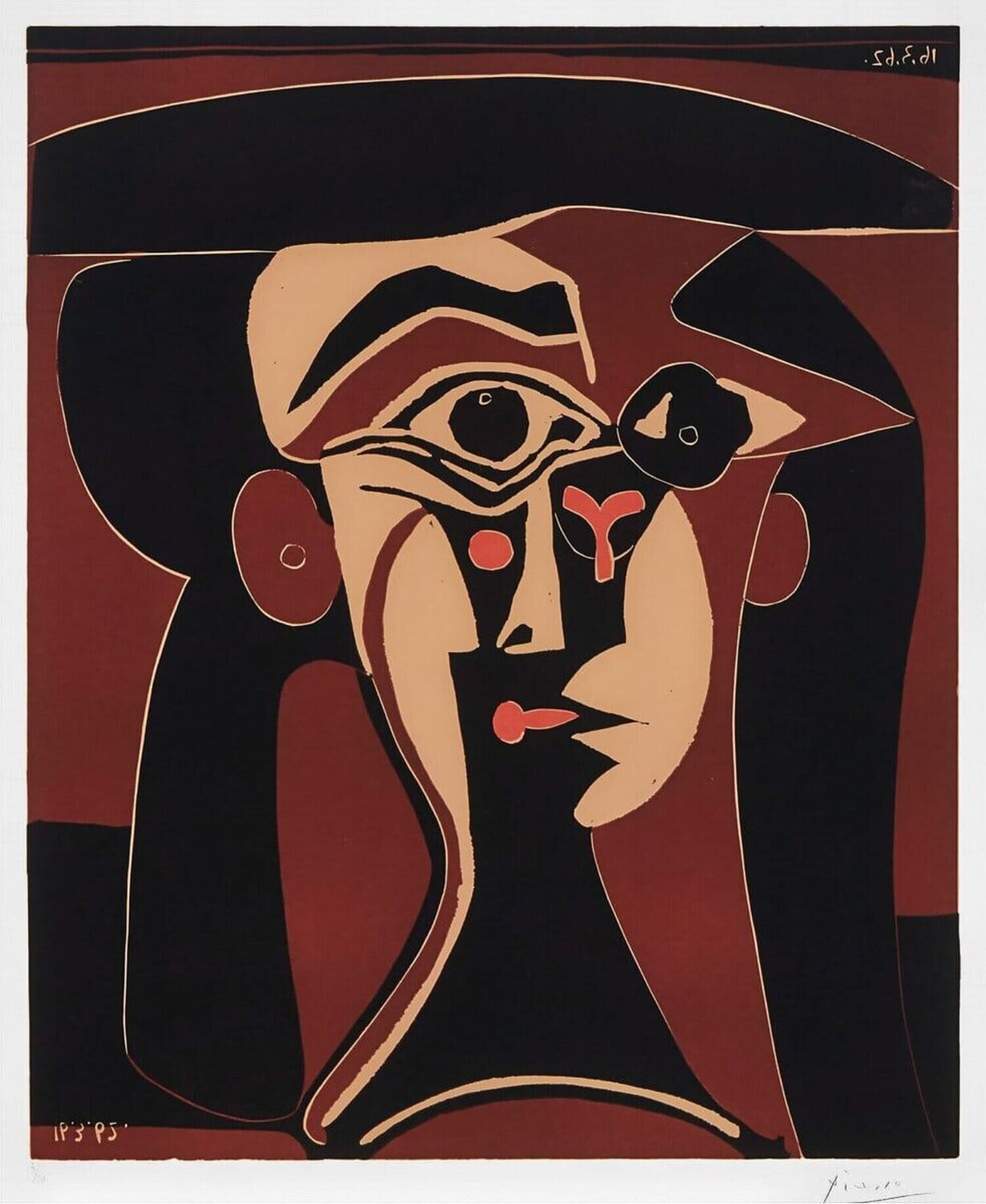 Jacqueline Au Chapeau Noir (Jacqueline in Black Hat) Pablo Picasso Druck zu verkaufen