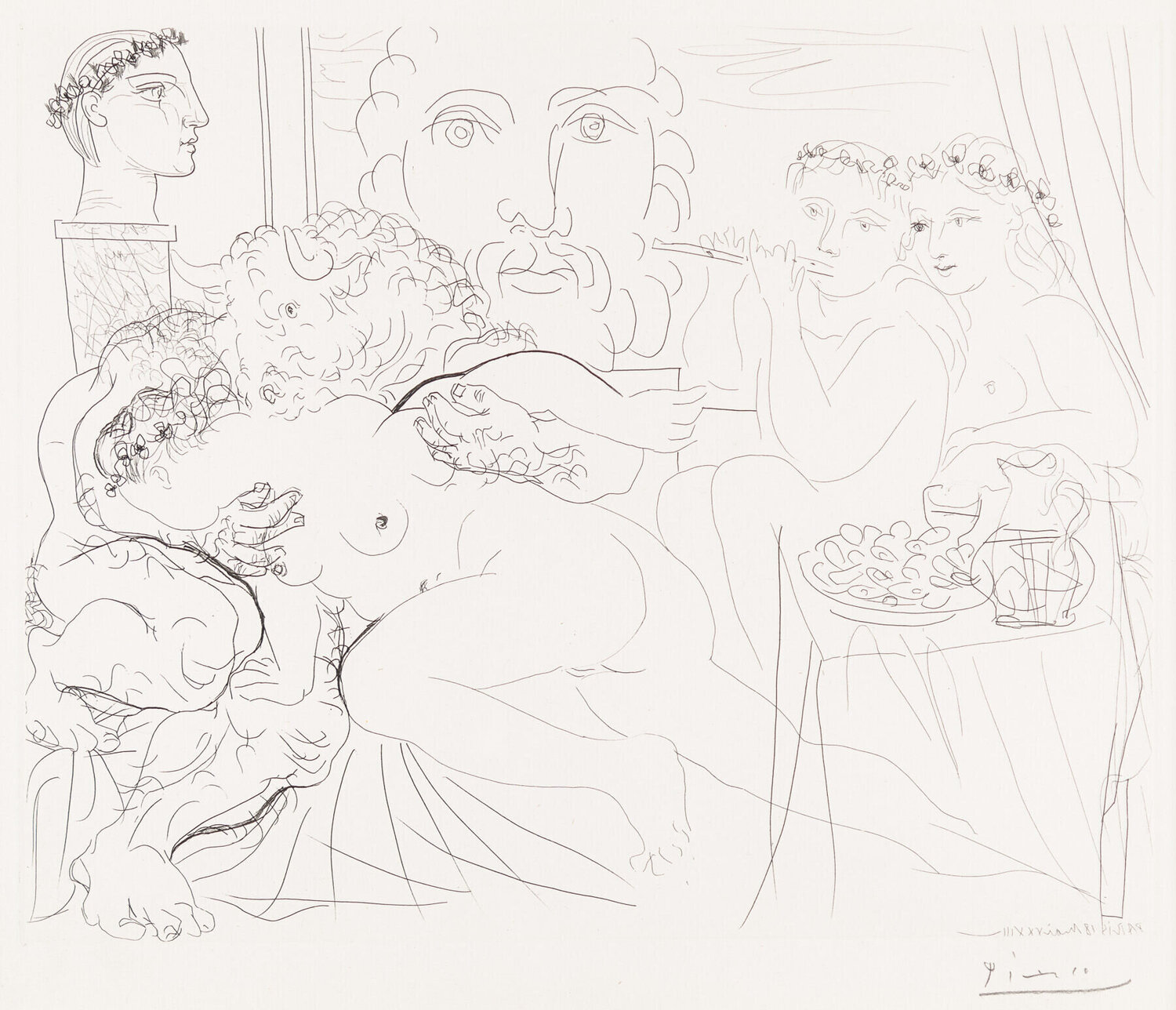 Minotaur Caressing a Woman Pablo Picasso Druck zu verkaufen