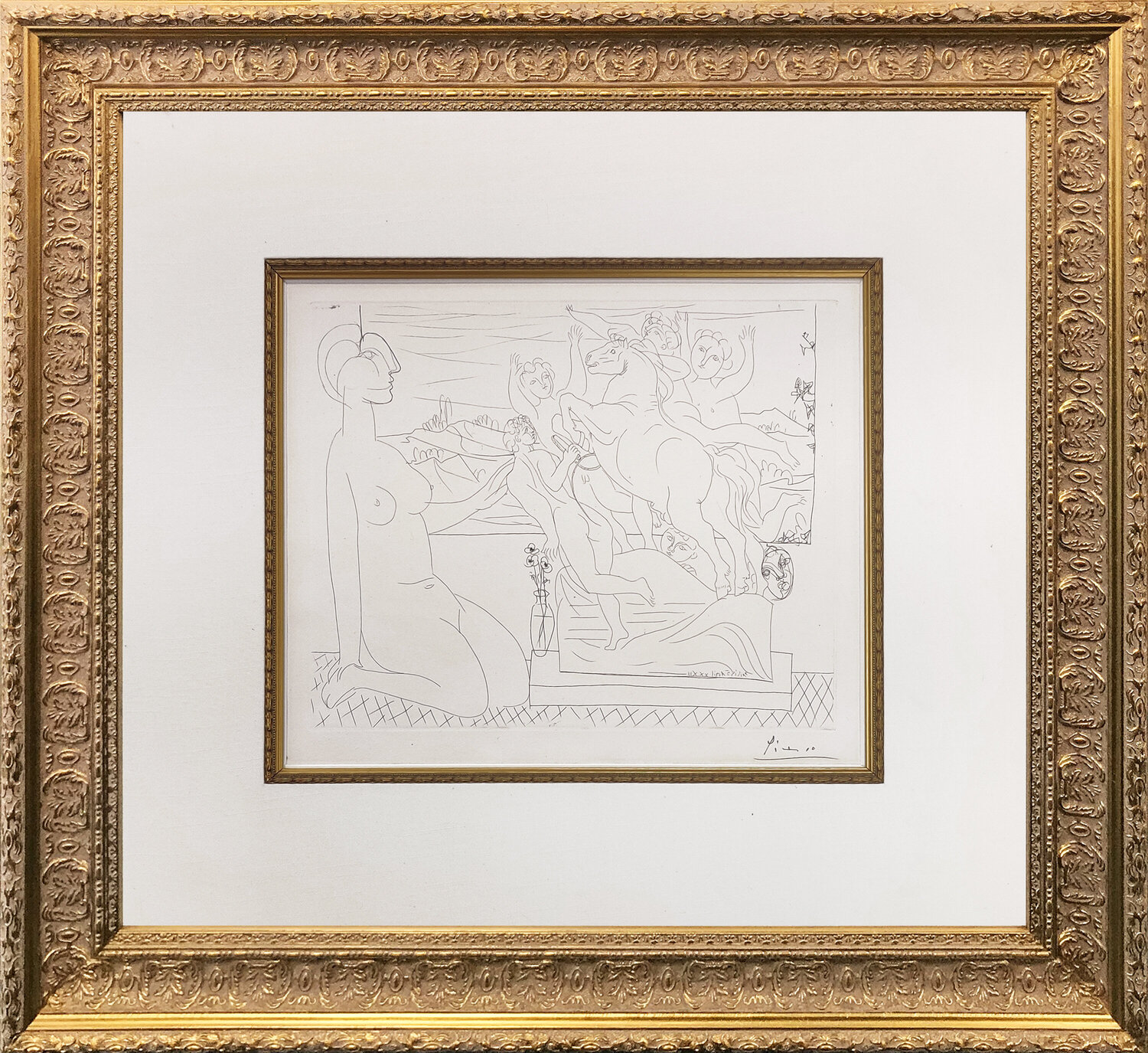 MODELE CONTEMPLANT UN GROUPE SCULPTE (BLOCH 175) Pablo Picasso Druck zu verkaufen