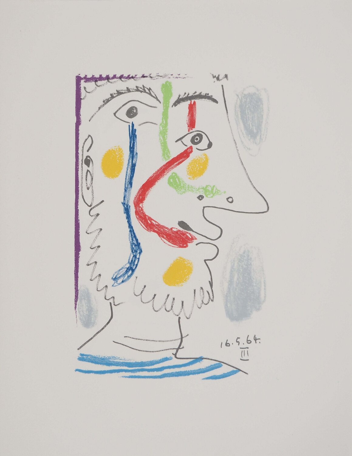 Le Goût du Bonheur, Autoportrait à la marinière, Lithographie Pablo Picasso Print for sale
