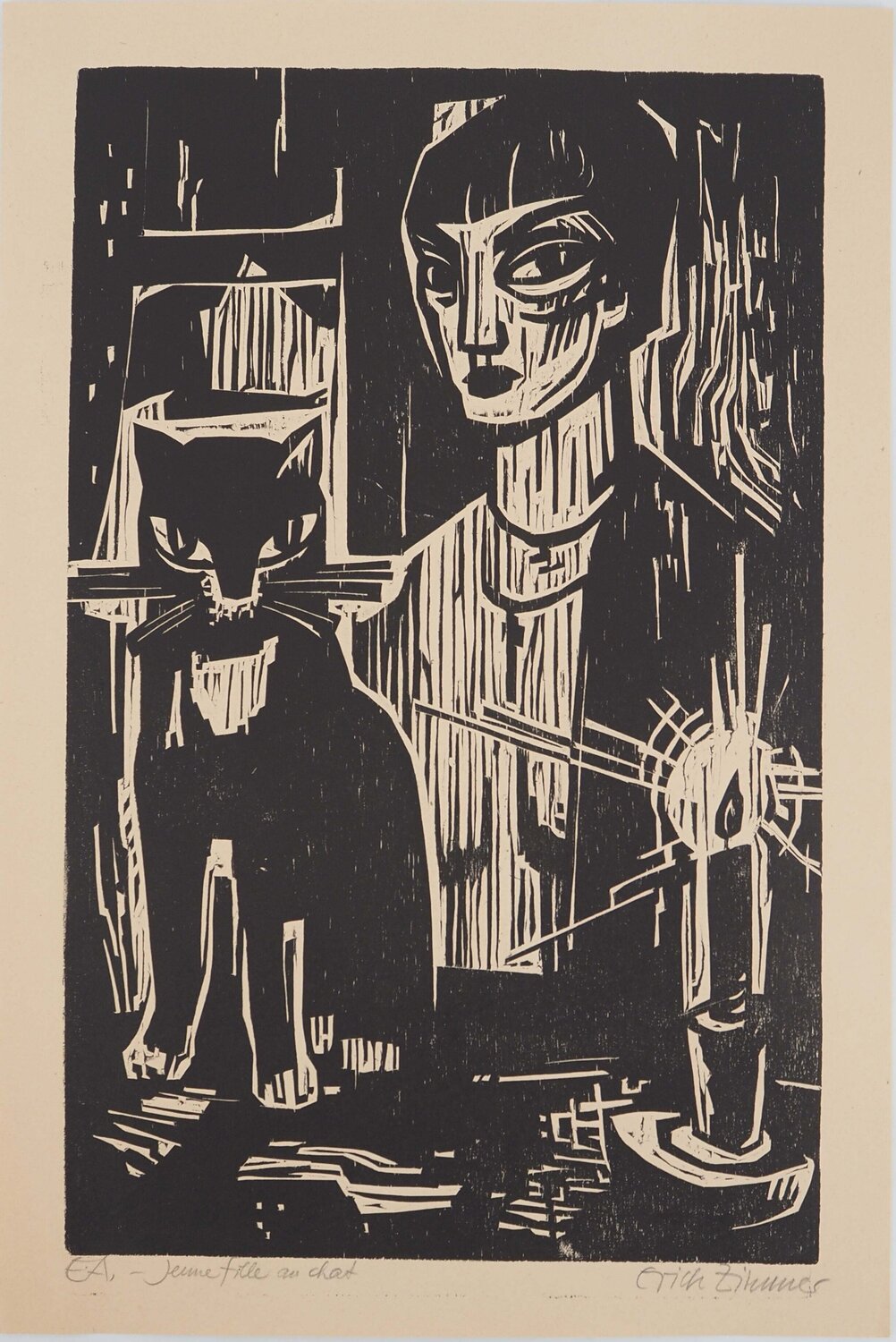 Jeune fille au chat Pablo Picasso Impresión en venta
