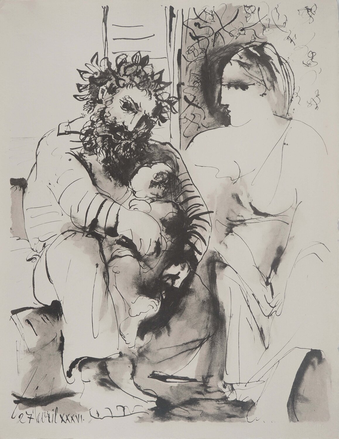 La famille antique, Lithographie et pochoir Pablo Picasso Stampa in vendita