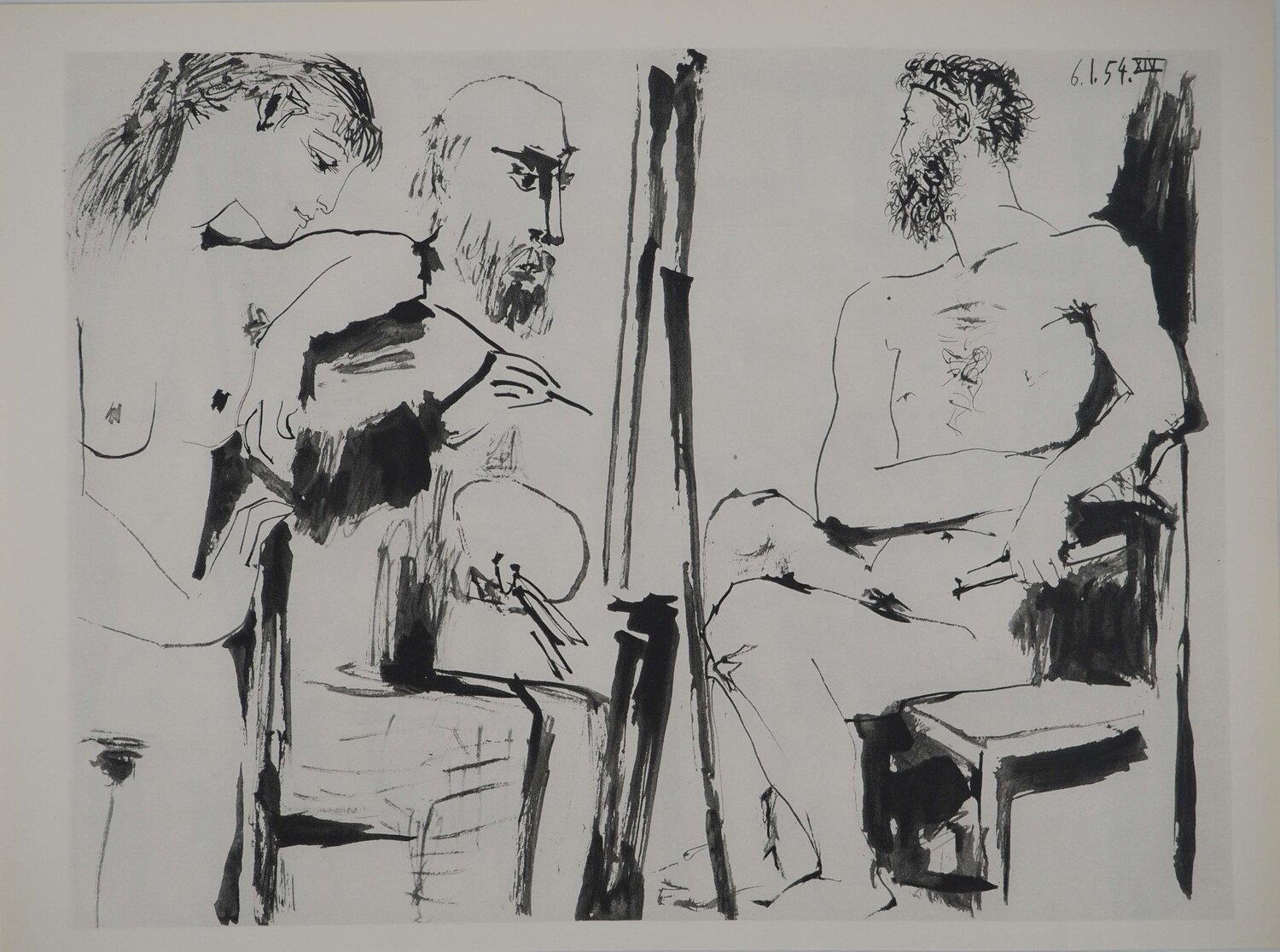 Comédie Humaine, Le portrait de l'athlète et muse en admiration, Héliogravure Pablo Picasso Stampa in vendita