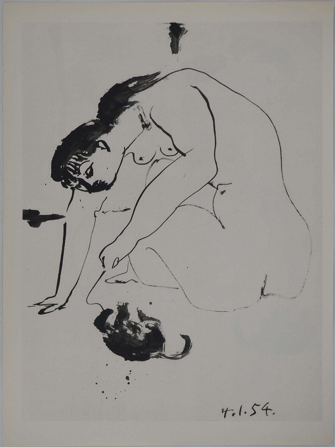 Comédie Humaine, La muse prenant la pose avec un chat, Héliogravure Pablo Picasso Print for sale