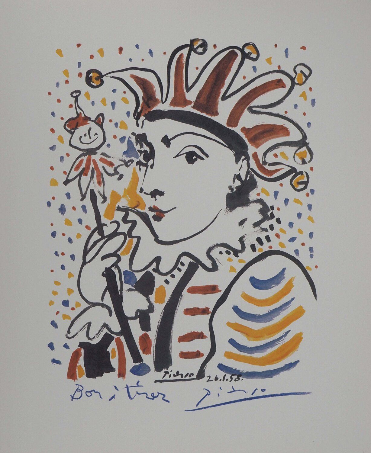 Carnaval, le fou, Lithographie signée Pablo Picasso Print for sale