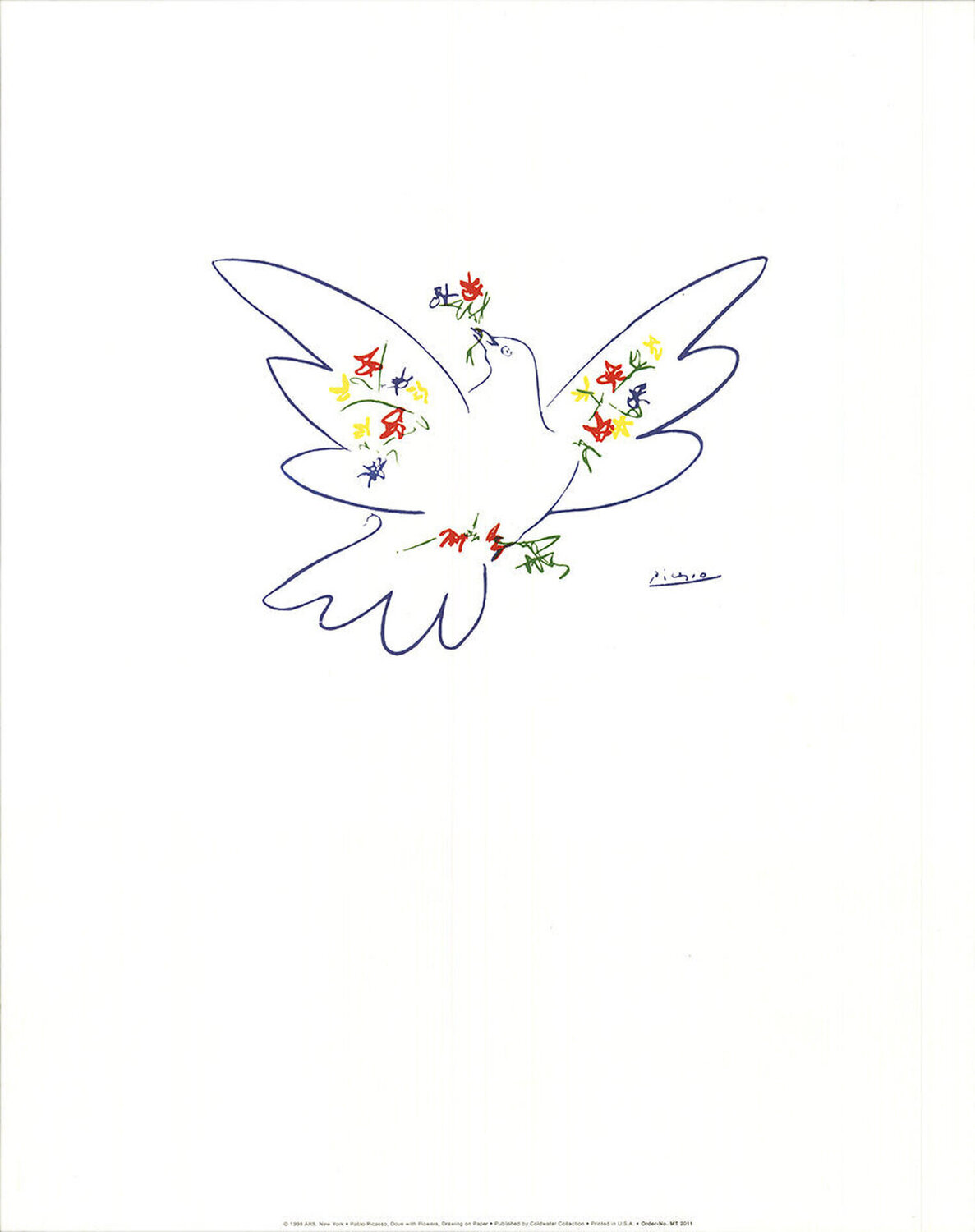 Dove with Flowers Pablo Picasso Afdruk te koop