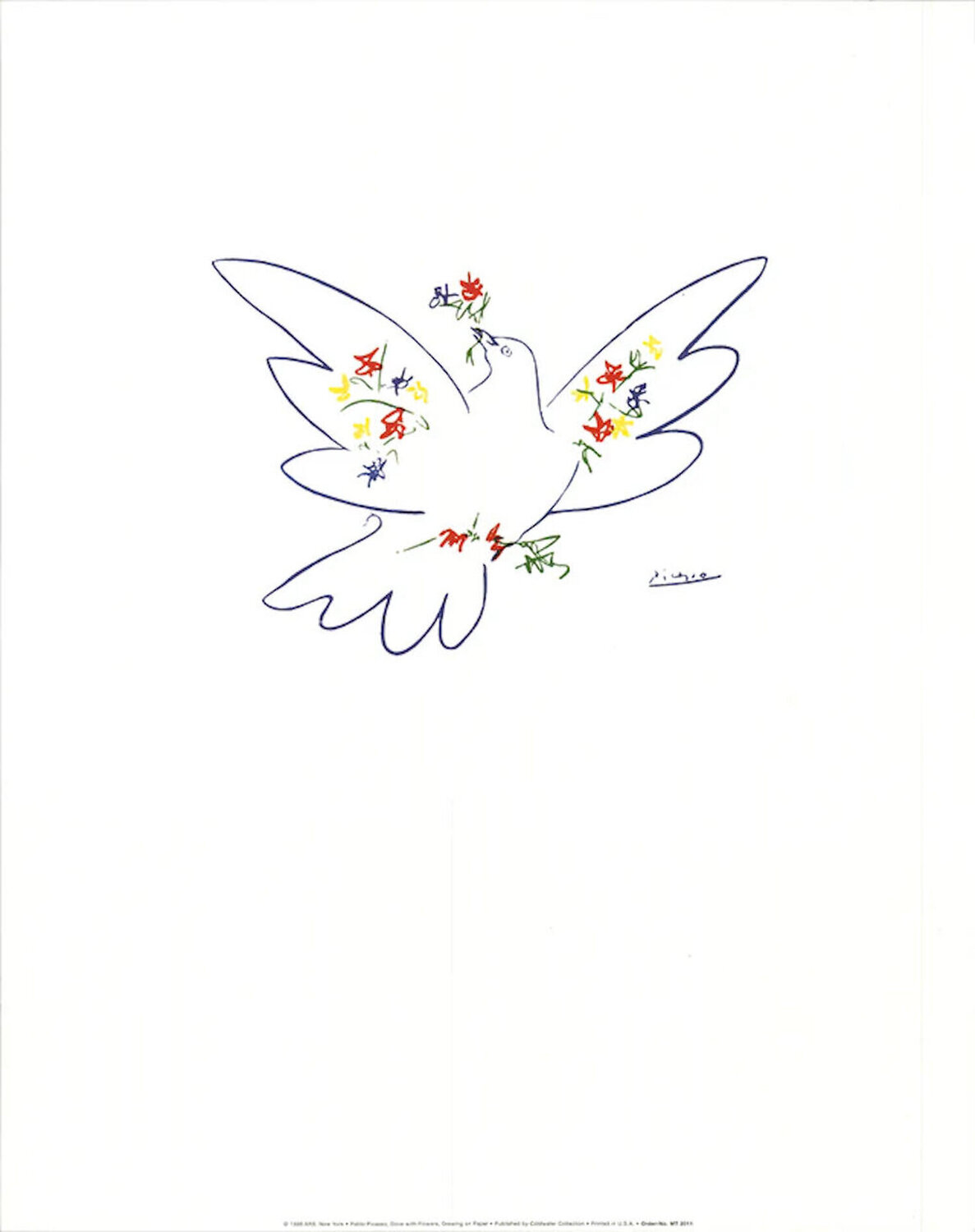 Dove with Flowers Pablo Picasso Print for sale