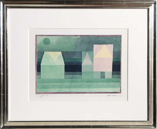 Drei Hauser Grun-violette Stufung (Troi Maisons Gradation vert-violet) di Paul Klee, Stampa in vendita su Singulart
