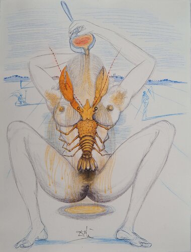 Casanova, Femme surréaliste au homard, Gravure originale signée de Salvador Dalí, Impresión a la venta en Singulart