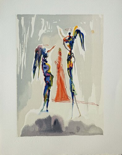 Dante et deux anges, Bois gravé original von Salvador Dalí, Druck kaufen auf Singulart
